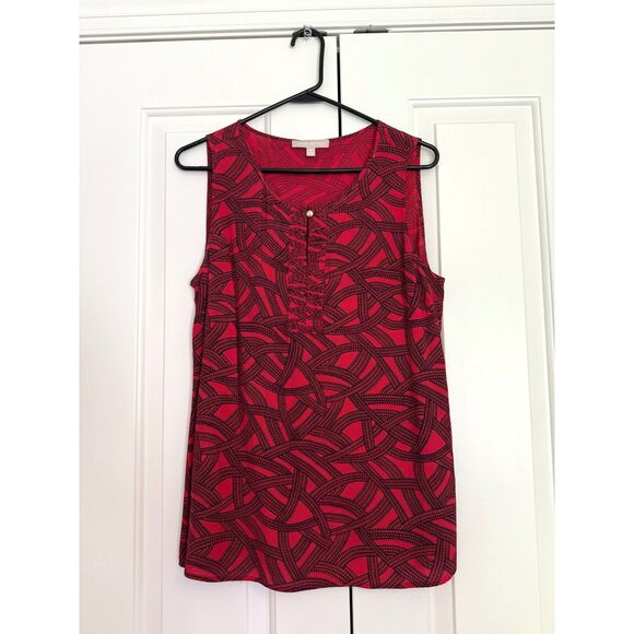 Banana Republic Sleeveless Blouse - Red and Black Pattern, Women's M - Picture 1 of 6